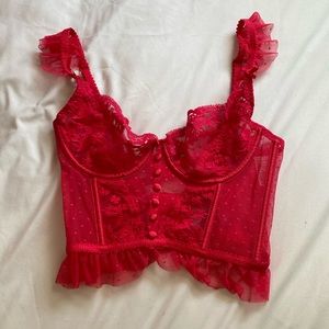 Red lace lingerie bra top